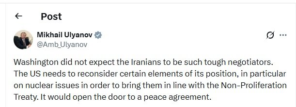 اولیانوف: آمریکا انتظار نداشت ایرانی‌ها مذاکره‌کنندگان سرسختی باشند