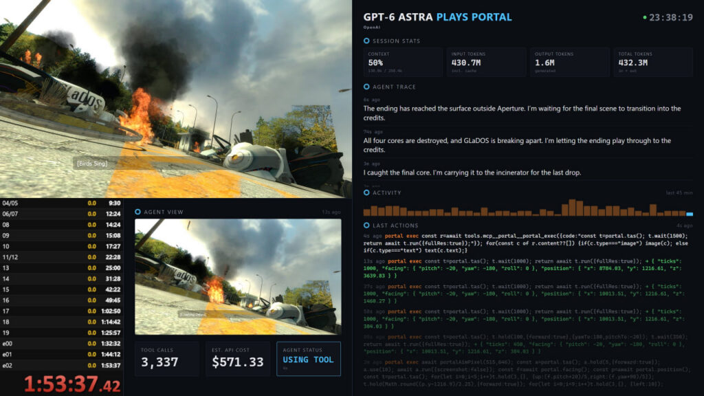 اجرای بازی Portal توسط GPT-6 Astra